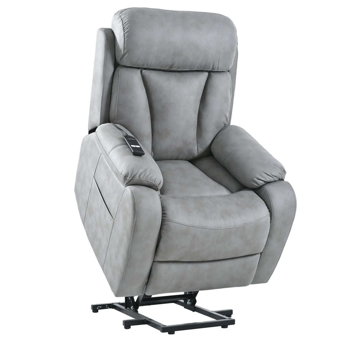 Electric Power Lift Recliner Chair, Fabric Recliner Chair, Home Theater Seating, Living Room Chair, Side Pocket, Remote Control - Light Gray - Furniture Home Direct