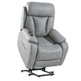Electric Power Lift Recliner Chair, Fabric Recliner Chair, Home Theater Seating, Living Room Chair, Side Pocket, Remote Control - Light Gray - Furniture Home Direct
