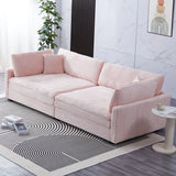 Elegant Corduroy Sofa With Throw Pillows And Backrests - Furniture Home Direct