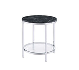 Virlana - Faux Marble Top End Table - Black / Chrome - Furniture Home Direct