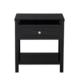 Dylan - Wooden End Side Table Nightstand With Glass Top And Drawer - Furniture Home Direct