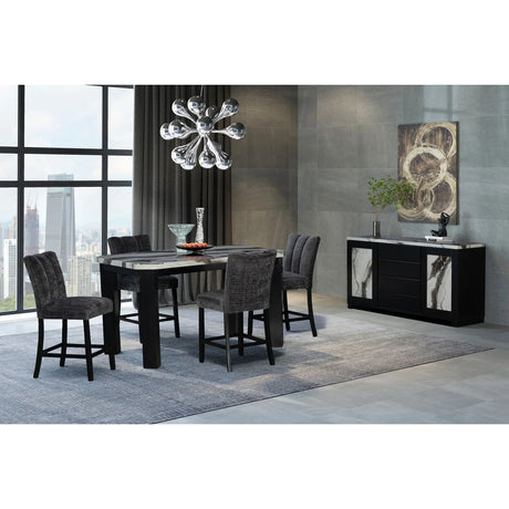 Magaly - Bar Table And Stool 5 Piece Set With Marbled Top Detail - Dark Gray - Furniture Home Direct