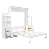 Murphy Wall Bed With Shelves, Drawers And LED Lights - Furniture Home Direct
