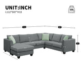 Sectional Sofa Modern Fabric Modular With Ottoman Grey - Furniture Home Direct