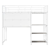 Metal Loft Bed With Desk, 3 Shelves And Ladder - Furniture Home Direct