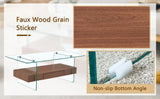 Coffee Table Two Tier Glass Top With Drawer Dark Walnut - Furniture Home Direct