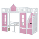 Twin Over Twin Bunk Bed With Changeable Table, Bunk Bed Turn Into Upper Bed And Down Desk - Furniture Home Direct