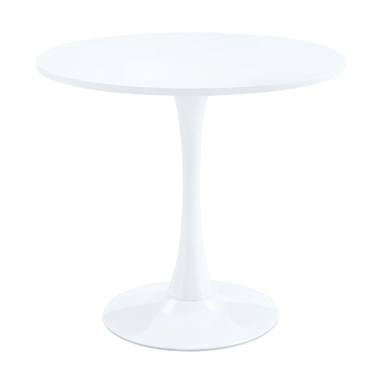 Dining Set Round White Table with PU Leather Chairs Black - Furniture Home Direct