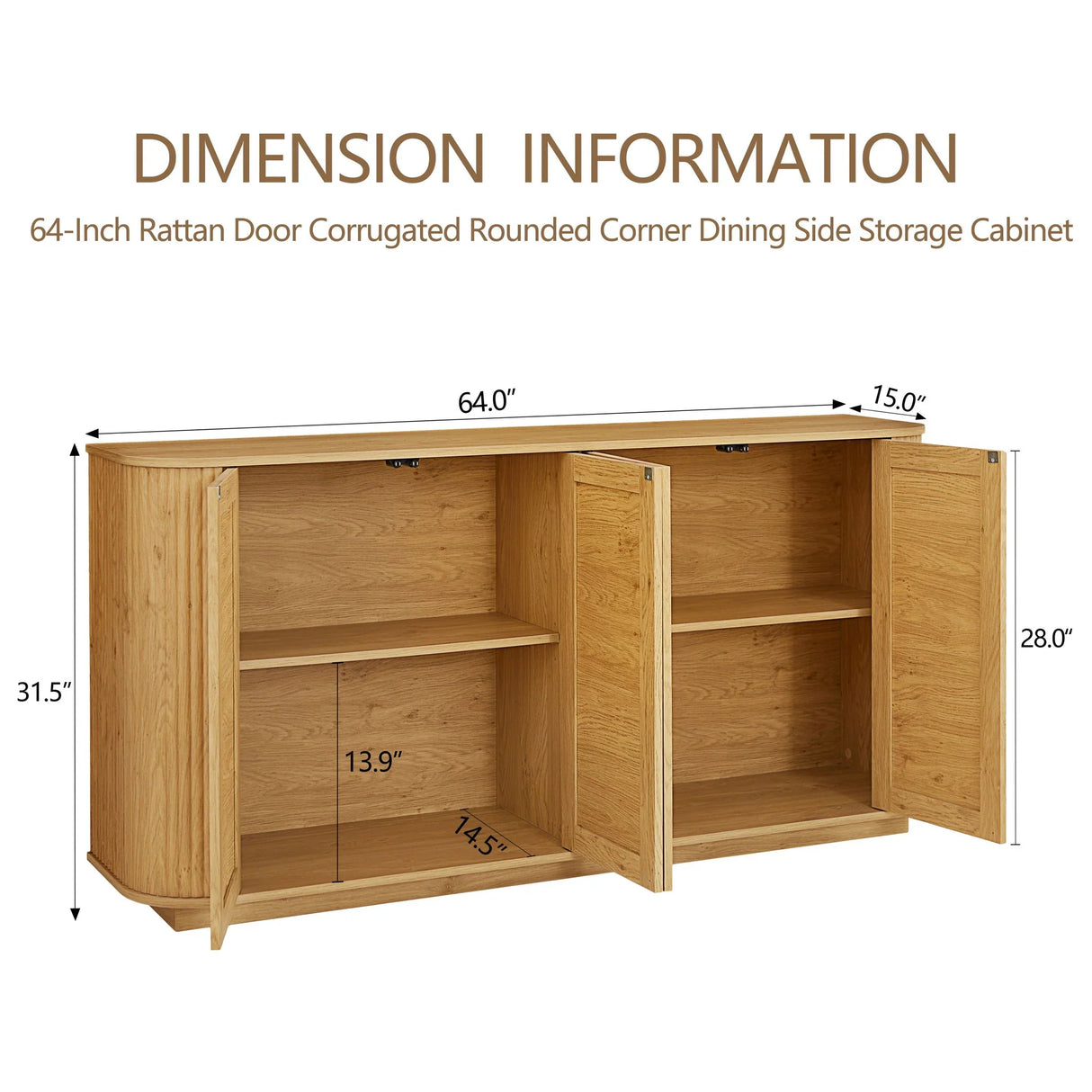 Contemporary Wave Shaped TV Stand With Rattan Doors - Furniture Home Direct