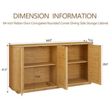 Contemporary Wave Shaped TV Stand With Rattan Doors - Furniture Home Direct