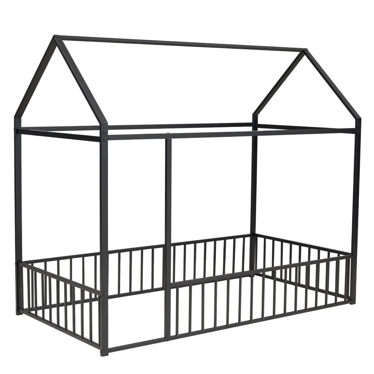 Metal Bed House Bed Frame With Fence - Furniture Home Direct