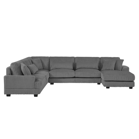 Oversized Sectional Sofa U - Shaped Sofa Couch Modern Sofa Upholstered In Soft Corduroy With A Chaise Lounge For Living Room - Furniture Home Direct