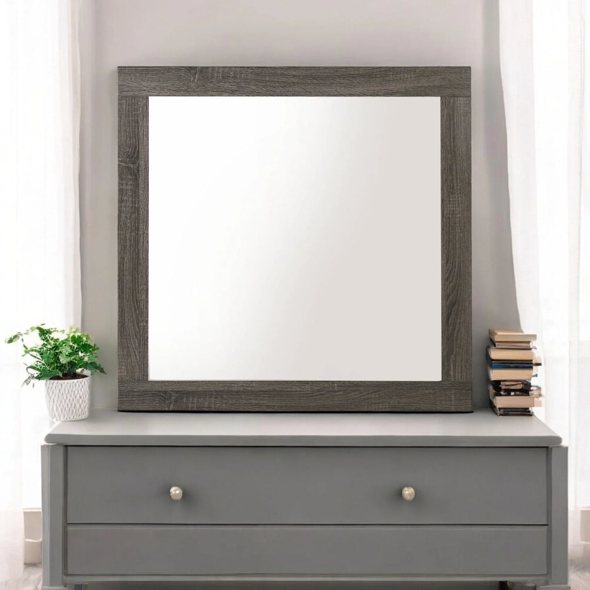 Avantika - Rustic Mirror - Gray / Oak - Furniture Home Direct