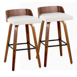 Maya - Mid Century Modern Fixed Height Barstool With Swivel And Square Footrest (Set of 2) - Furniture Home Direct