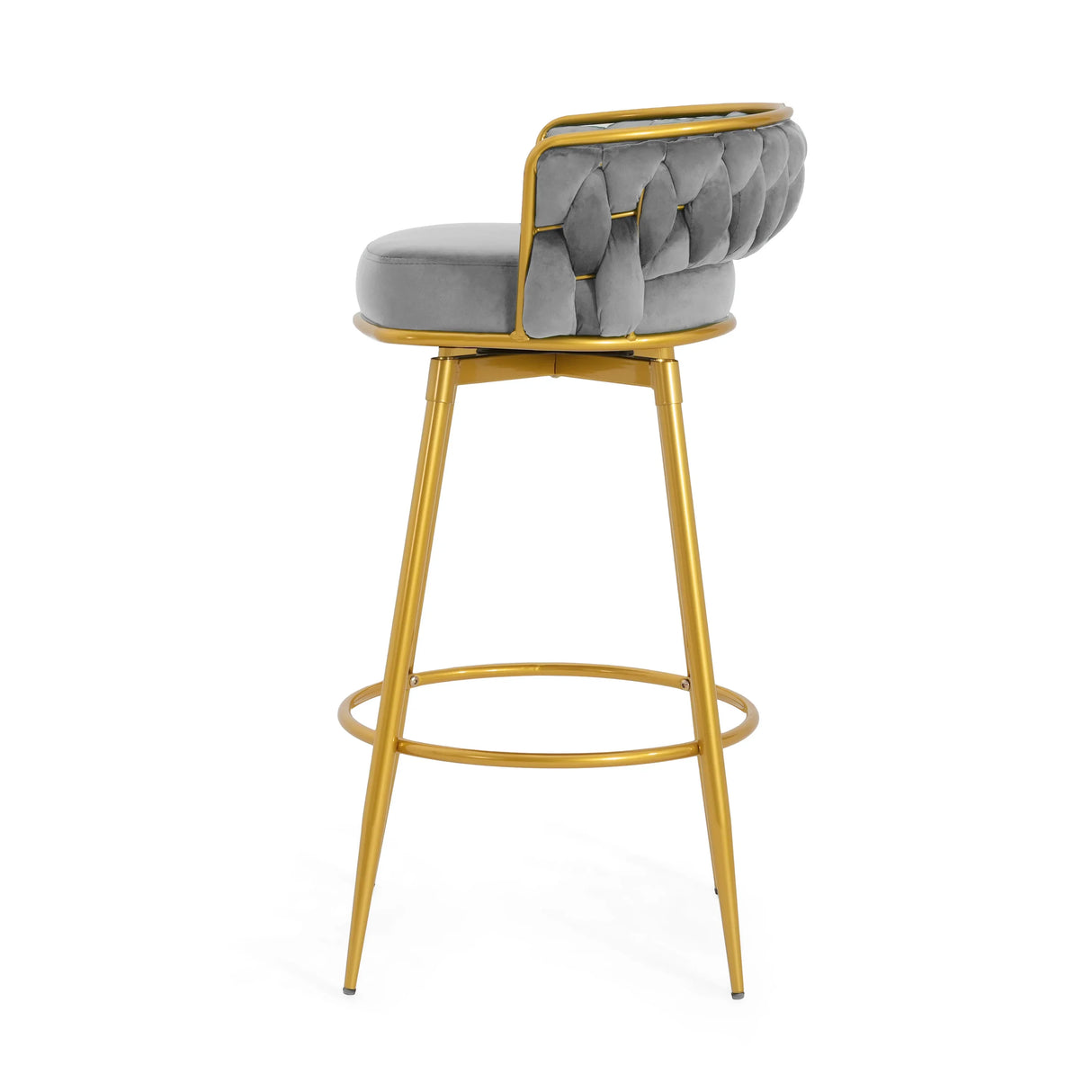 Bar Stools Set Of 2 Swivel Counter Height Gold Frame Grey - Furniture Home Direct