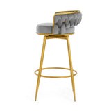 Bar Stools Set Of 2 Swivel Counter Height Gold Frame Grey - Furniture Home Direct
