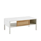 40.16" Rattan Coffee Table, Sliding Door For Storage, Metal Legs, Modern Table For Living Room - Furniture Home Direct