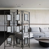 Room Photo Frames Screen Divider Screens, 3 Panel Decorative Screen With Photo Frames, Antique Mirror, Candle Stick - Black - Furniture Home Direct