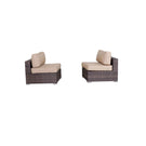 Wide Armless Outdoor Chairs With Cushions (Set of 2) - Furniture Home Direct