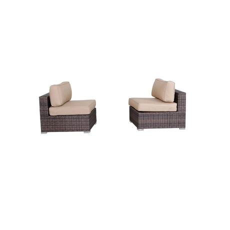 Wide Armless Outdoor Chairs With Cushions (Set of 2) - Furniture Home Direct