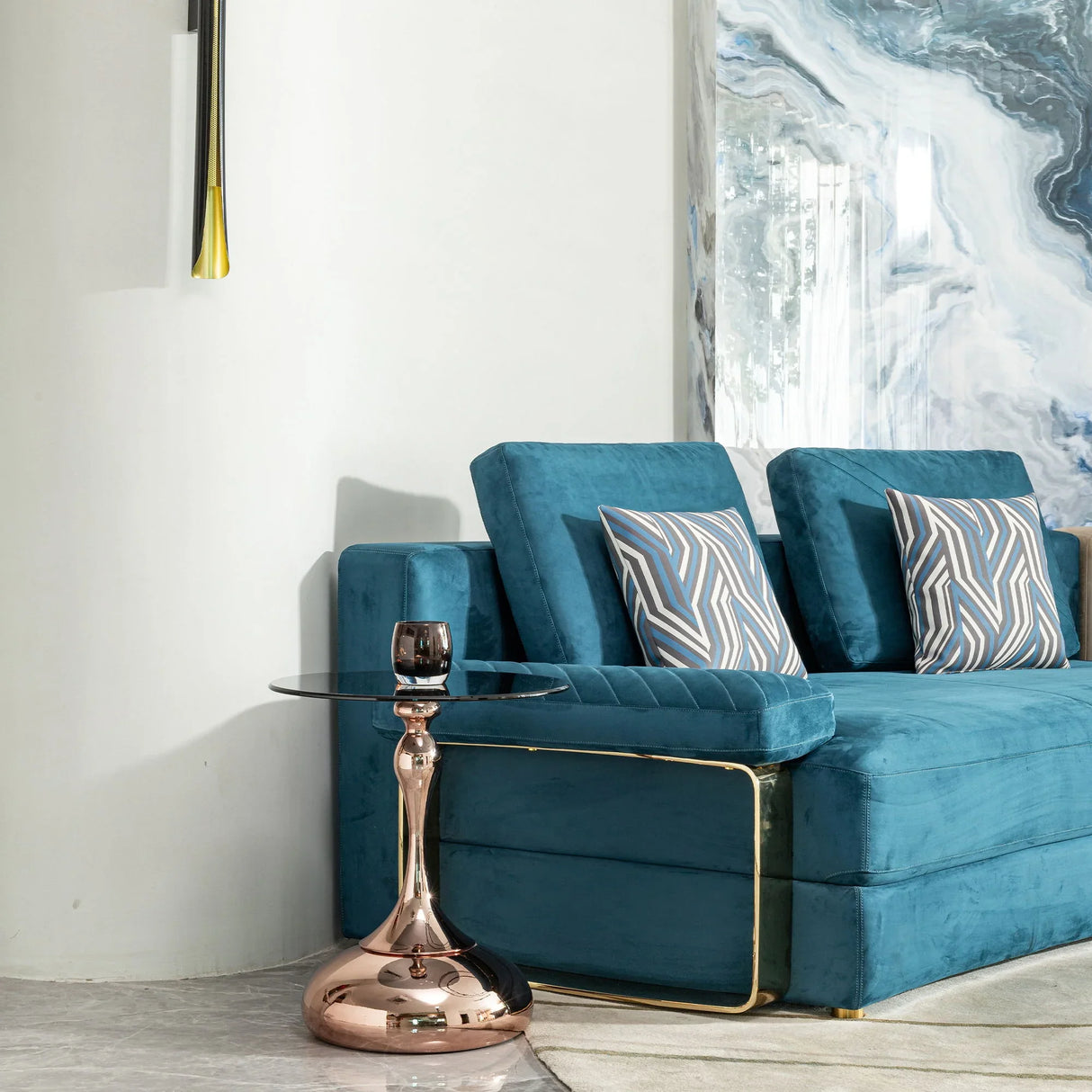 Modern Minimalist Coffee Table With Steel Legs And Tempered Glass Top - Furniture Home Direct