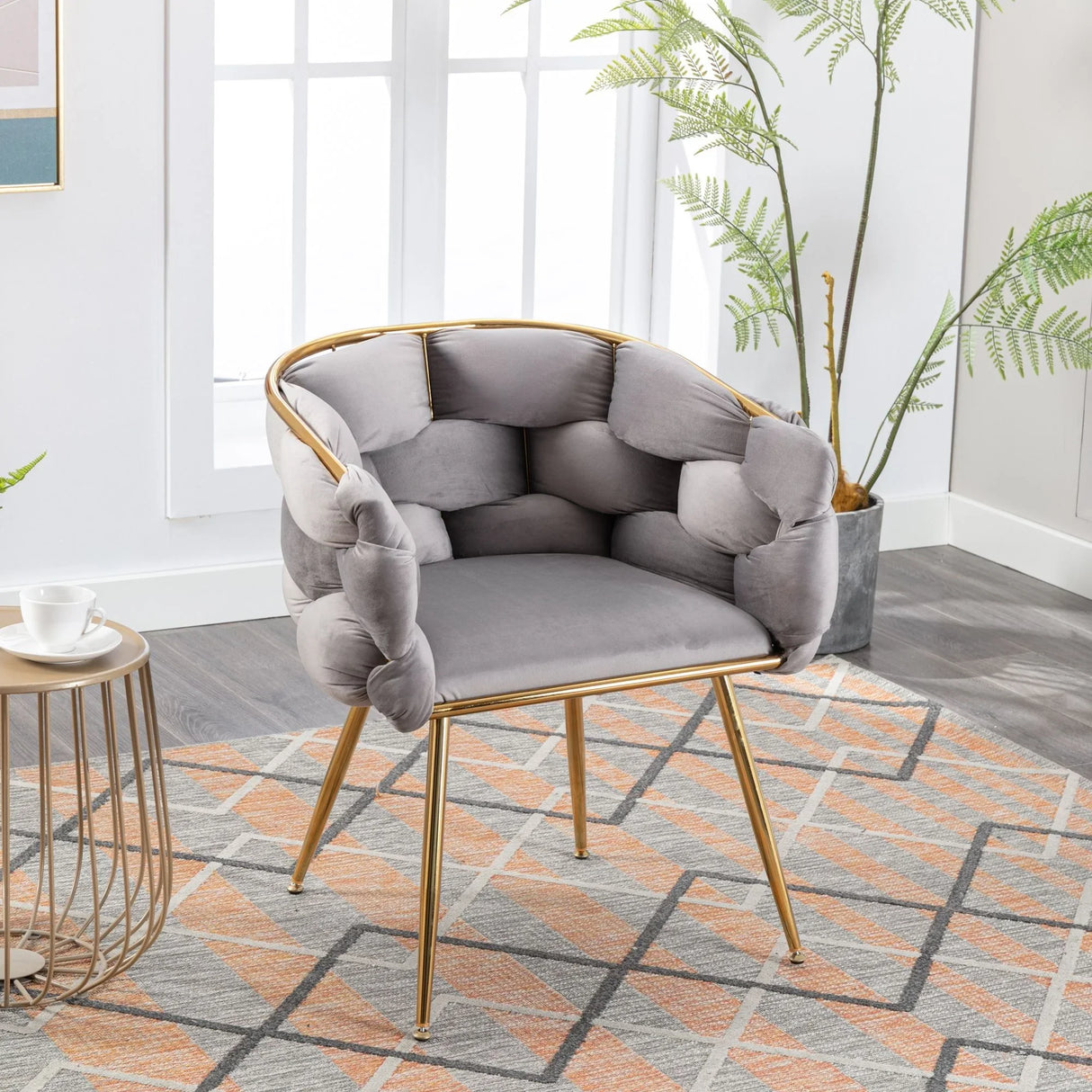 Luxury Modern Simple Leisure Velvet Single Sofa Chair Bedroom Lazy Person Household Dresser Stool Manicure Table Back Chair - Furniture Home Direct