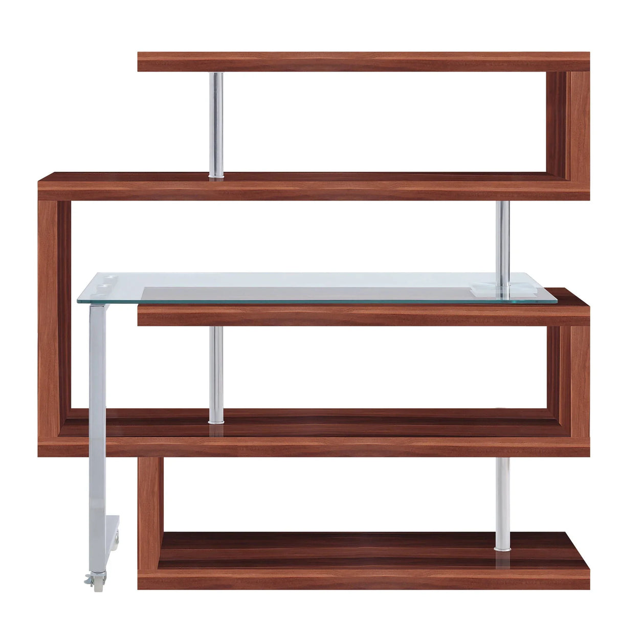 Buck II - Clear Glass, Chrome High Gloss Writing Desk With Shelf - Furniture Home Direct