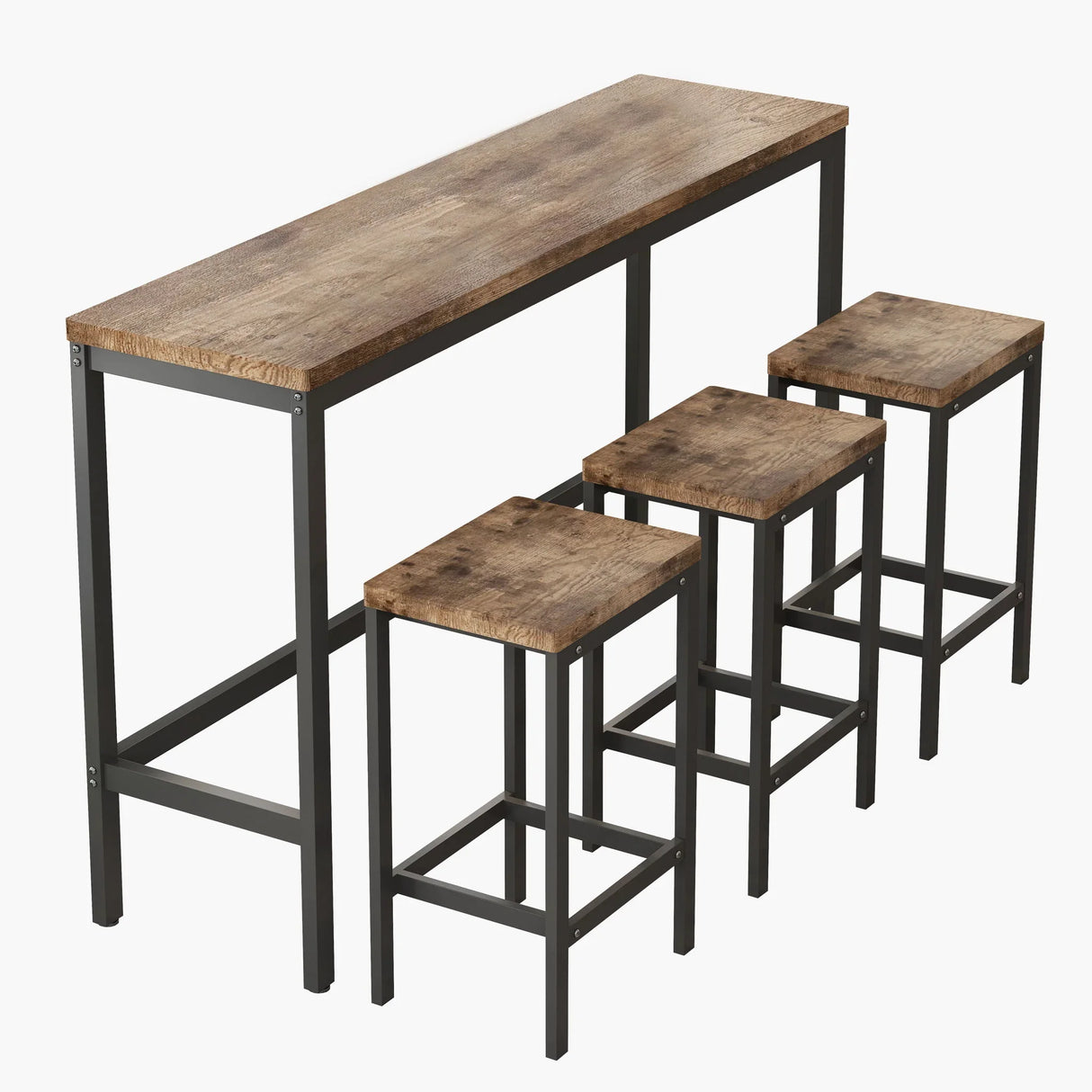Modern Design Long Dining Table Set With 3 Stools - Furniture Home Direct