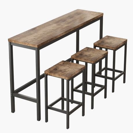 Modern Design Long Dining Table Set With 3 Stools - Furniture Home Direct