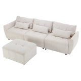 113.3 Modular Sectional With Ottoman And USB C Ports Beige - Furniture Home Direct