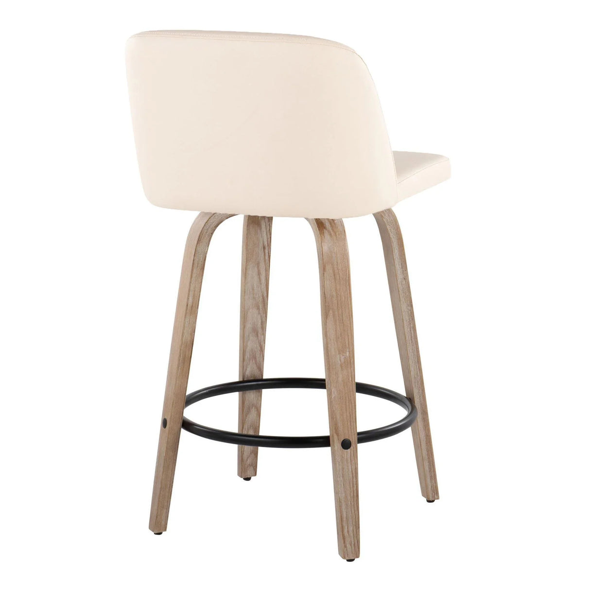 Toriano - Contemporary Fixed-Height Counter Stool & Swivel With Round Footrest (Set of 2) - Furniture Home Direct