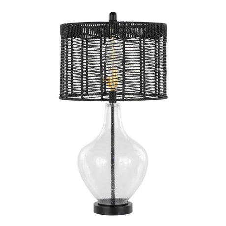 Jenna - Contemporary Table Lamp (Set of 2) - Clear Seeded / Matte Black / Matte Black - Furniture Home Direct