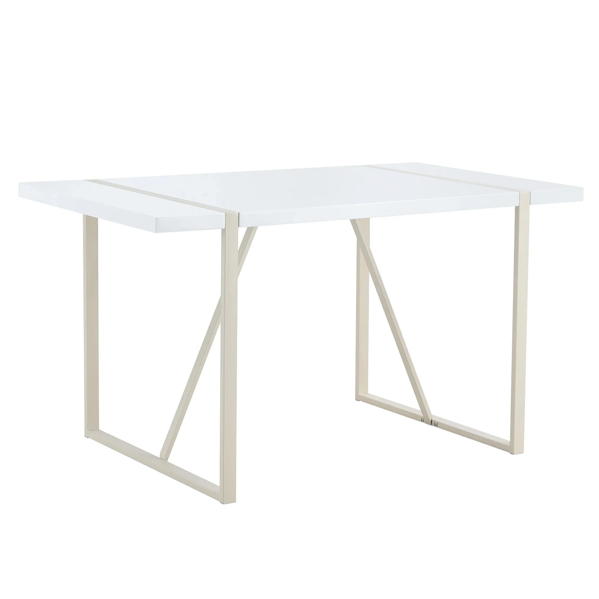 Dining Table Industrial Rectangular MDF Metal Frame White - Furniture Home Direct