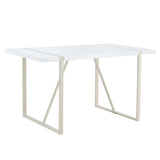 Dining Table Industrial Rectangular MDF Metal Frame White - Furniture Home Direct