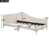 Upholstered Daybed With Headboard And Armrest, Support Legs - Furniture Home Direct