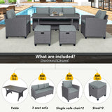 6-Piece Outdoor Wicker Set - Gray - Furniture Home Direct