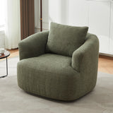 360° Swivel Barrel Sofa Chair With Throw Pillow, Chenille Upholstered Accent Chair - Furniture Home Direct