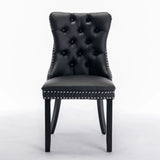 Nikki - Modern, High-End Tufted Solid Wood Contemporary PU And Velvet Upholstered Dining Chair With Wood Legs Nailhead Trim (Set of 2) - Furniture Home Direct