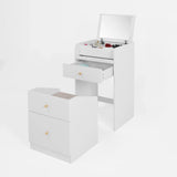 Vanity Desk With Mirror Small Compact Modern Style White - Furniture Home Direct