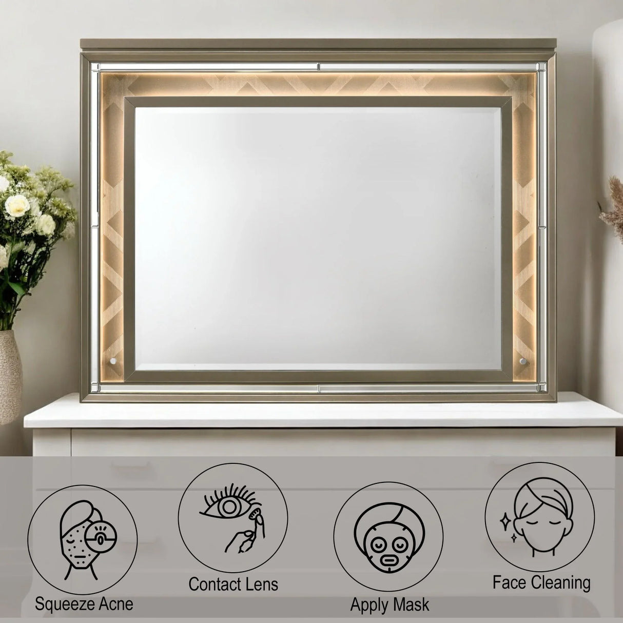 Skylar - Mirror With LED - Champagne - Furniture Home Direct