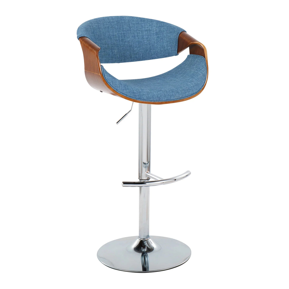 Curvo - Mid Century Modern Adjustable Barstool With Swivel With Rounded T Footrest (Set of 2) - Furniture Home Direct