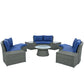 10 Piece Outdoor Sectional Half Round Patio Rattan Sofa Set - Furniture Home Direct