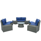 10 Piece Outdoor Sectional Half Round Patio Rattan Sofa Set - Furniture Home Direct