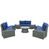 10 Piece Outdoor Sectional Half Round Patio Rattan Sofa Set - Furniture Home Direct