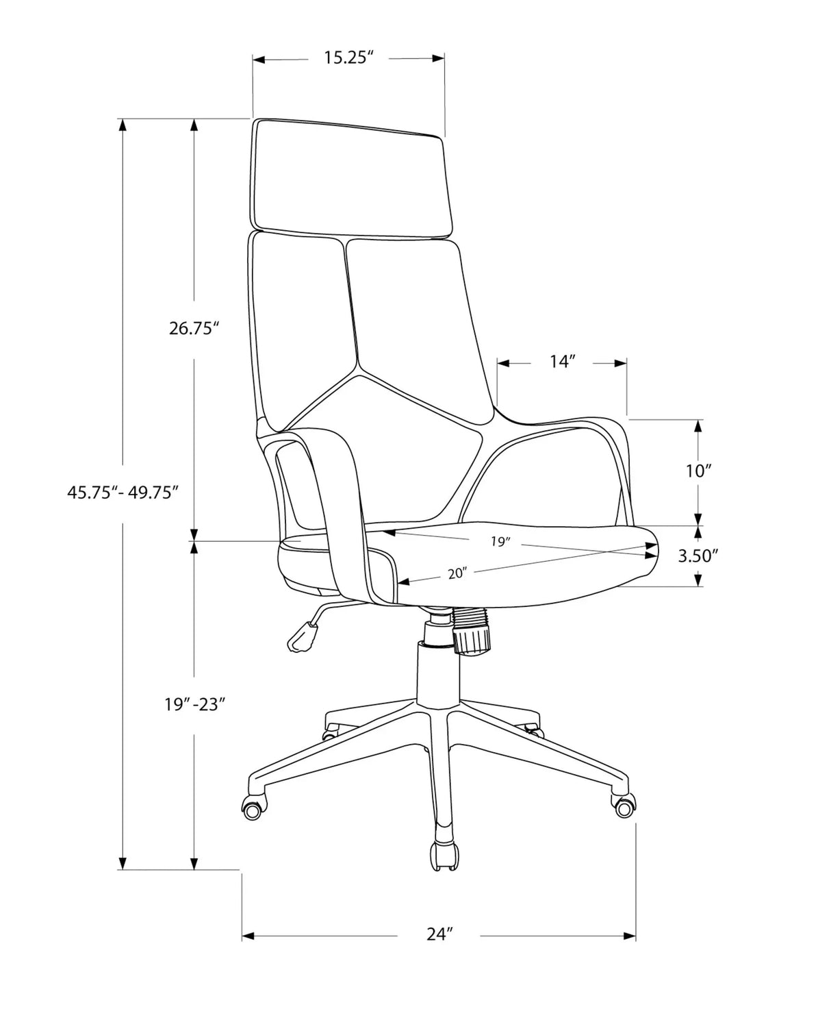 Office Swivel Chair, Adjustable Height, Ergonomic, Armrests, Contemporary & Modern - Furniture Home Direct