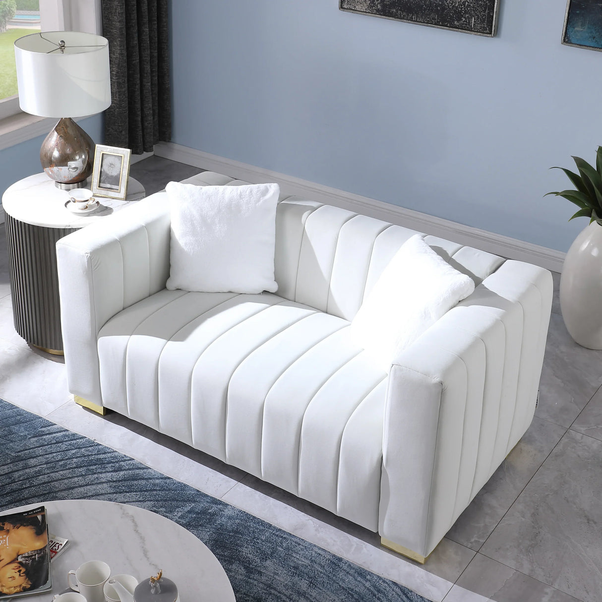 Modern Loveseat - White - Furniture Home Direct
