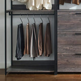 Closet System With Drawers Rods Industrial Frame Dark Brown - Furniture Home Direct