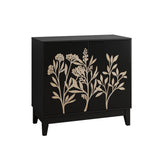 Vintage Carved Cabinet With Adjustable Shelves - Black - Furniture Home Direct