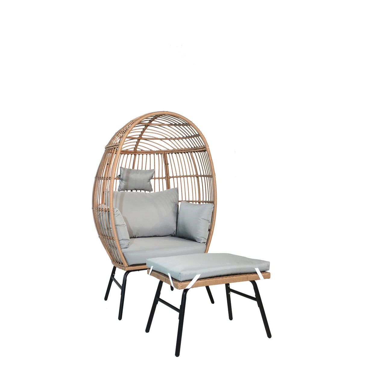 Outdoor Wicker Egg Chair And Footstool - Furniture Home Direct
