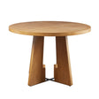 Modern Round Dining Table With Pecan Wood Veneer - Walnut - Furniture Home Direct